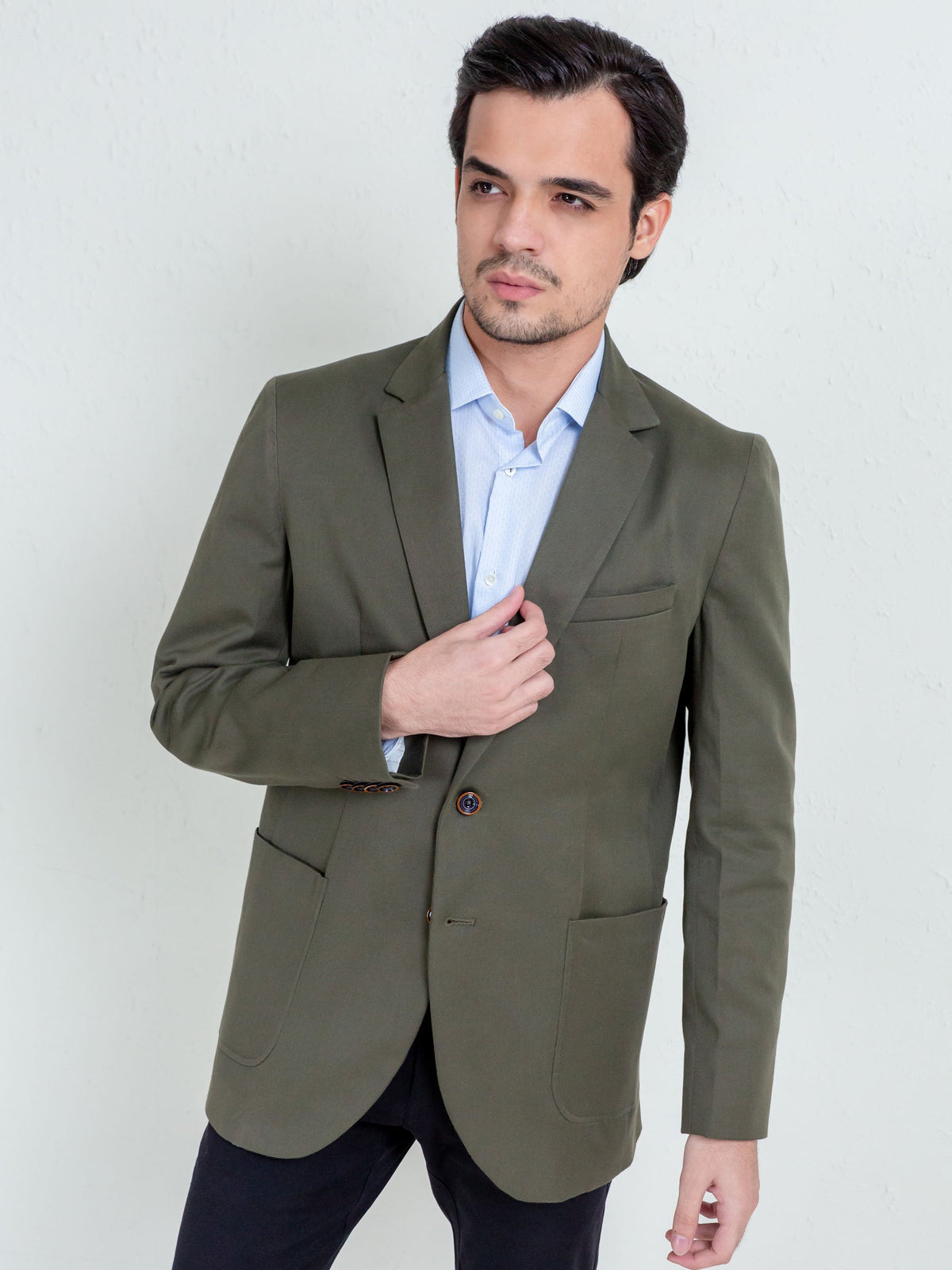 Olive Twill Structured Blazer