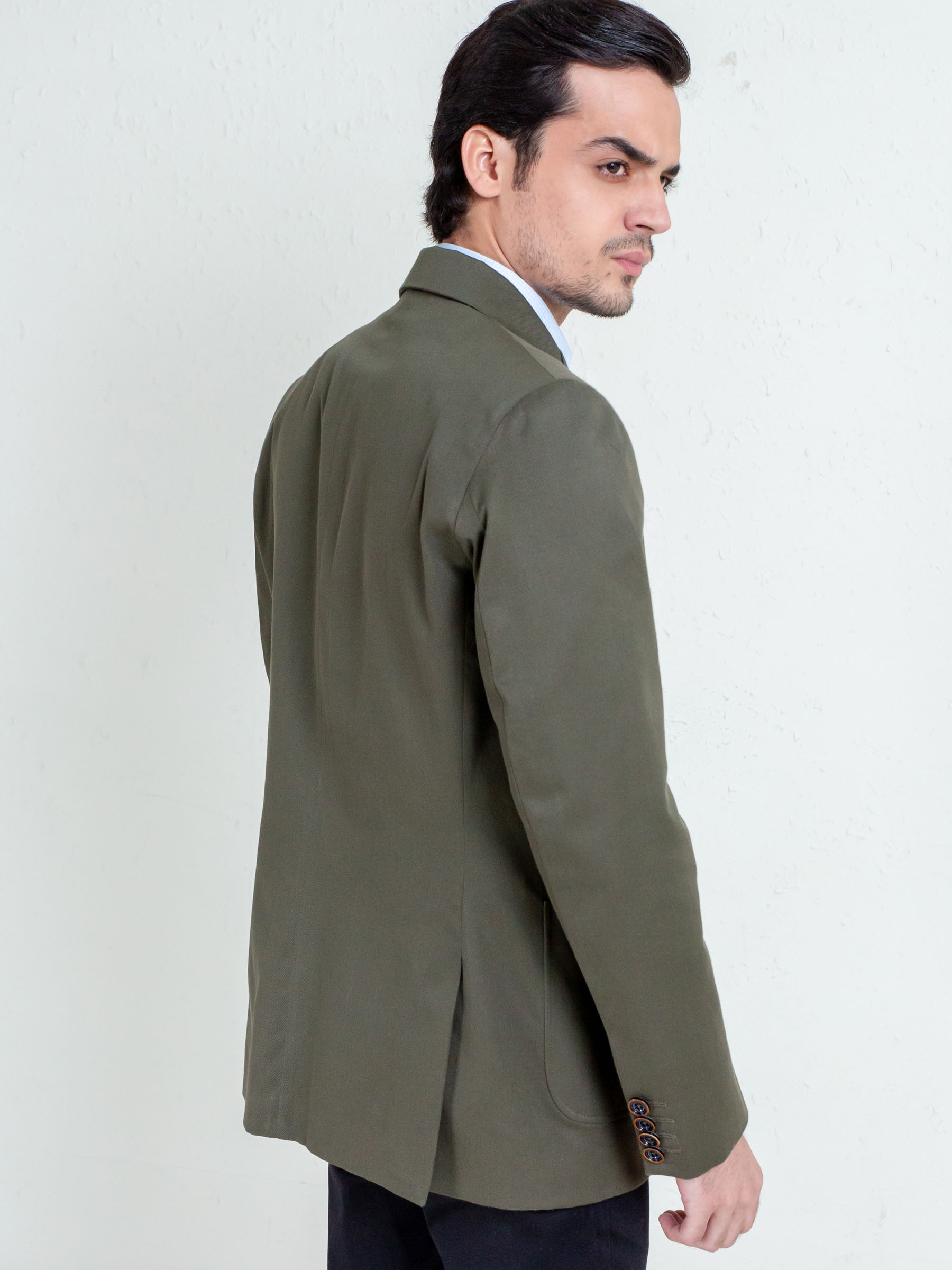 Olive Twill Structured Blazer