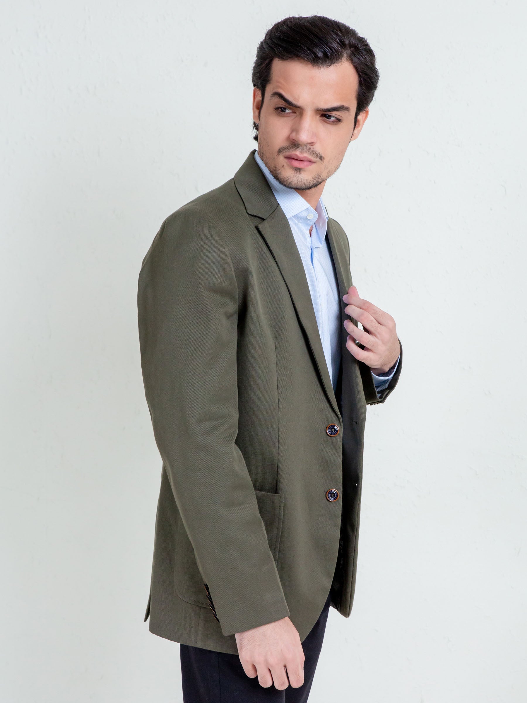 Olive Twill Structured Blazer