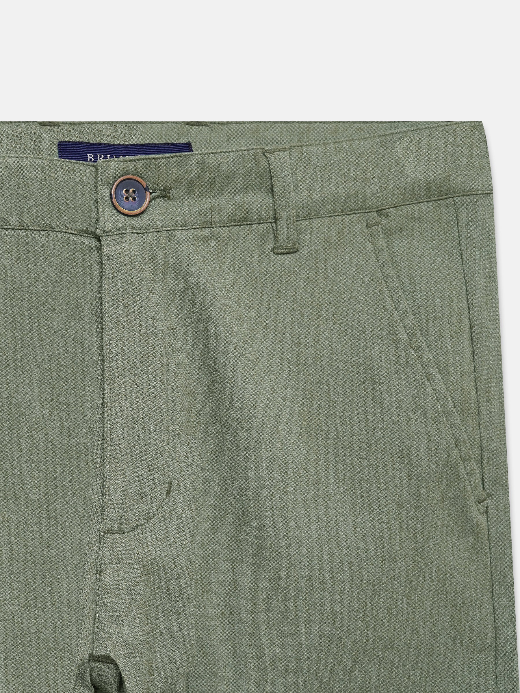 Olive Green Dobby Structured Chinos