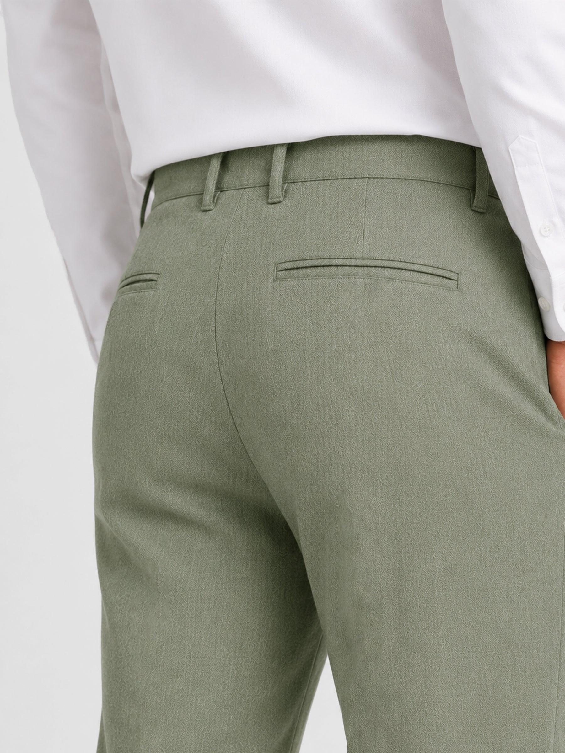 Olive Green Dobby Structured Chinos