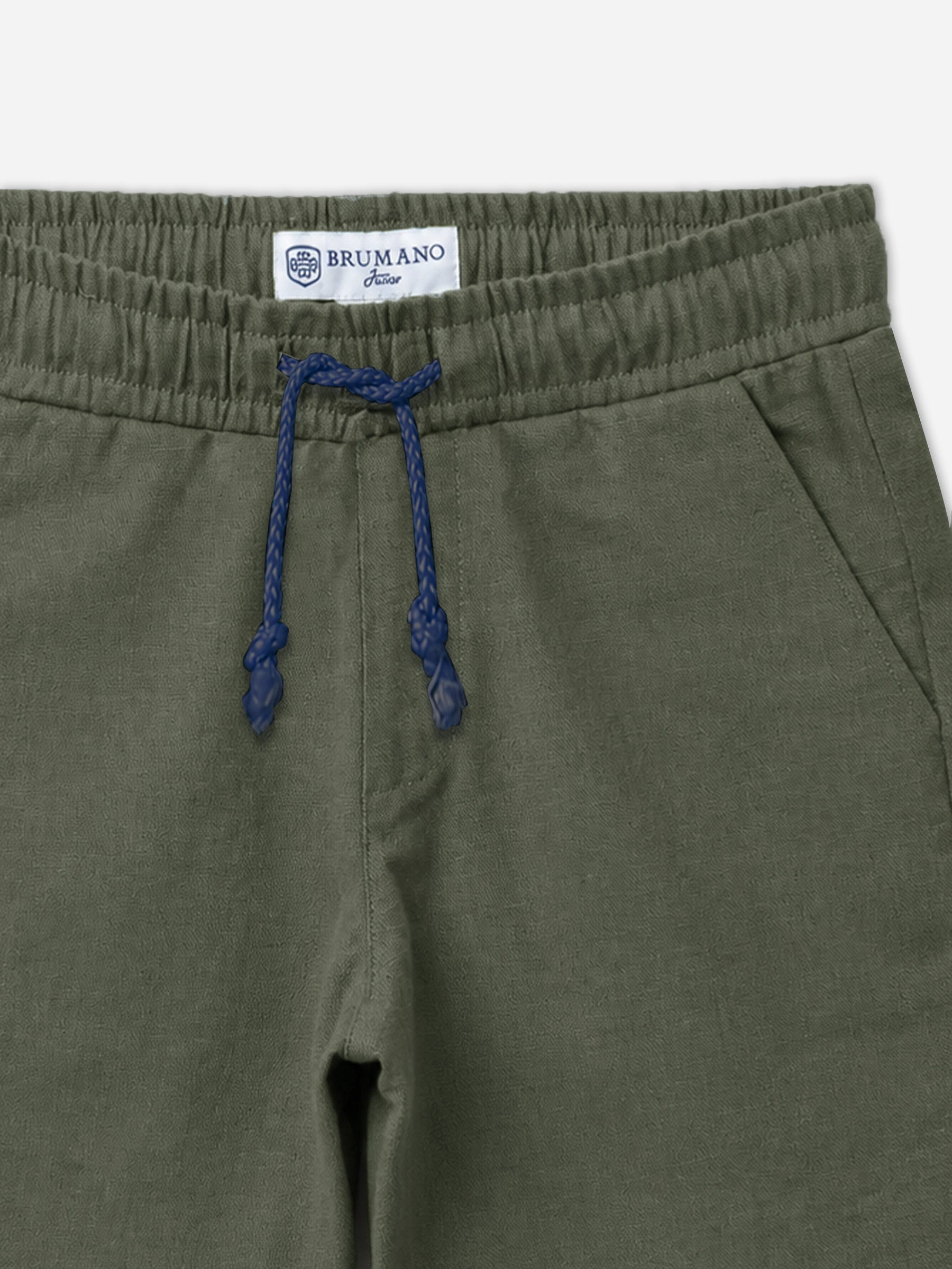 Olive Green Linen Casual Shorts - Junior