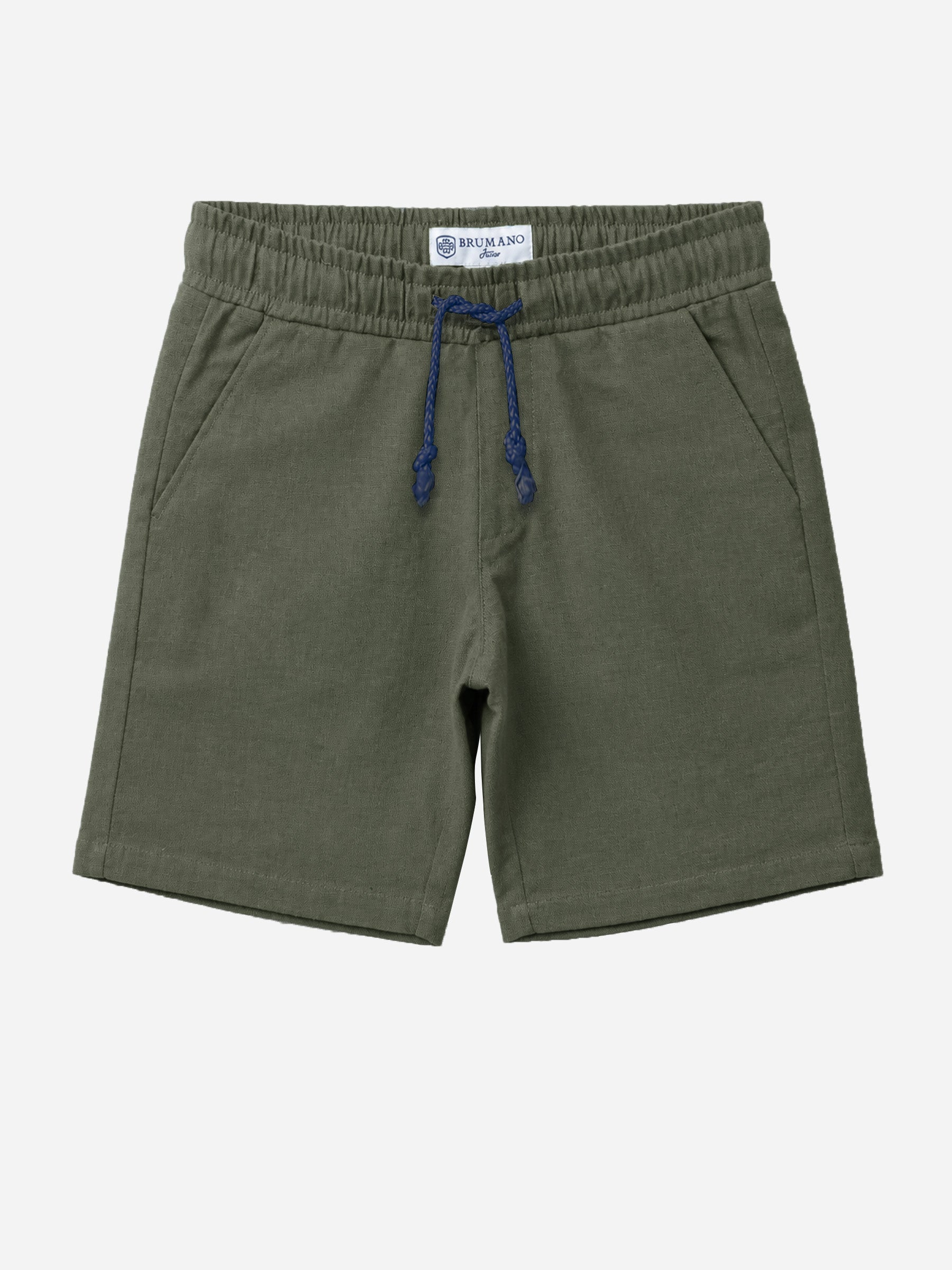 Olive Green Linen Casual Shorts - Junior