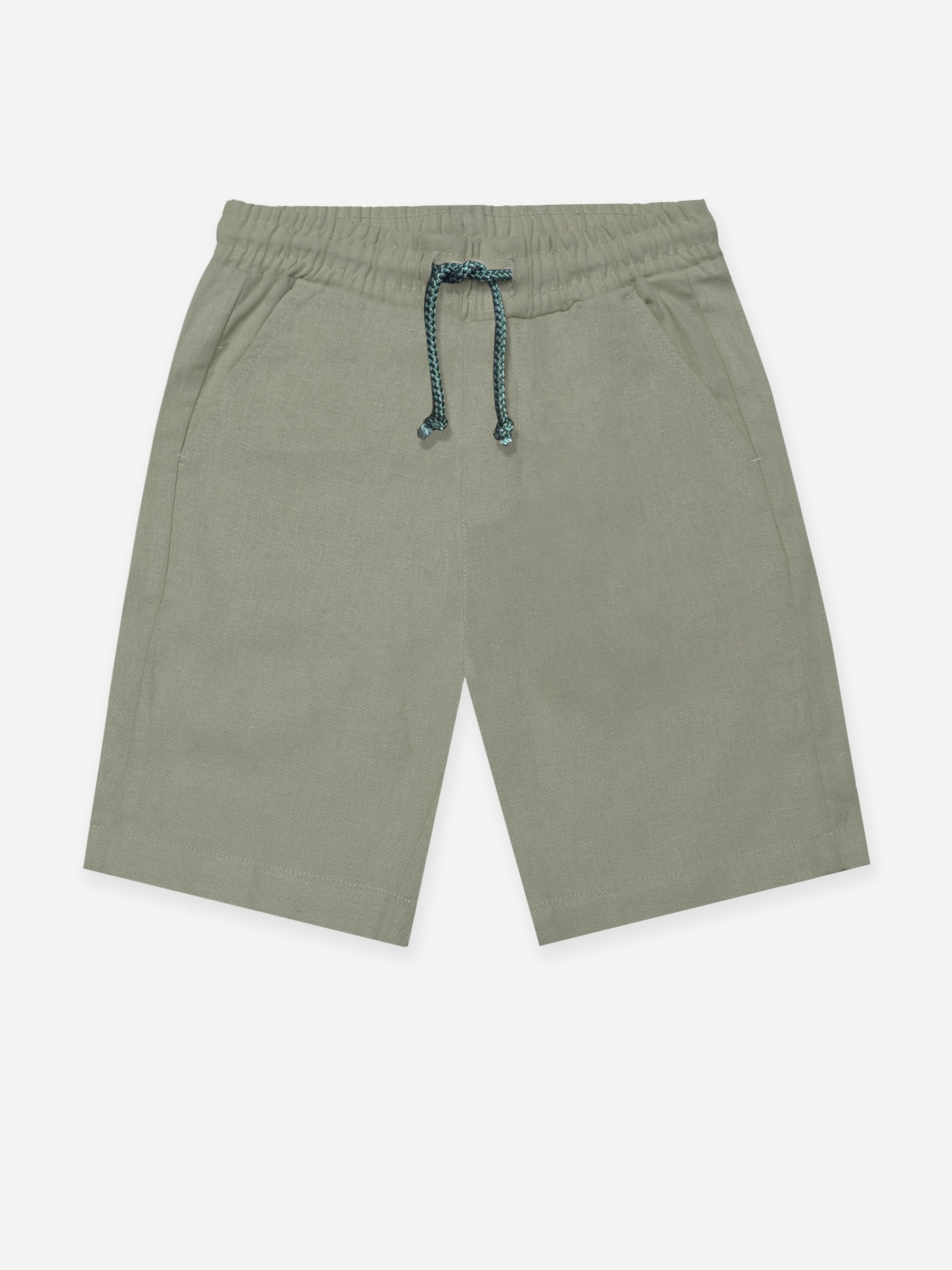 Olive Haze Linen Casual Shorts - Junior
