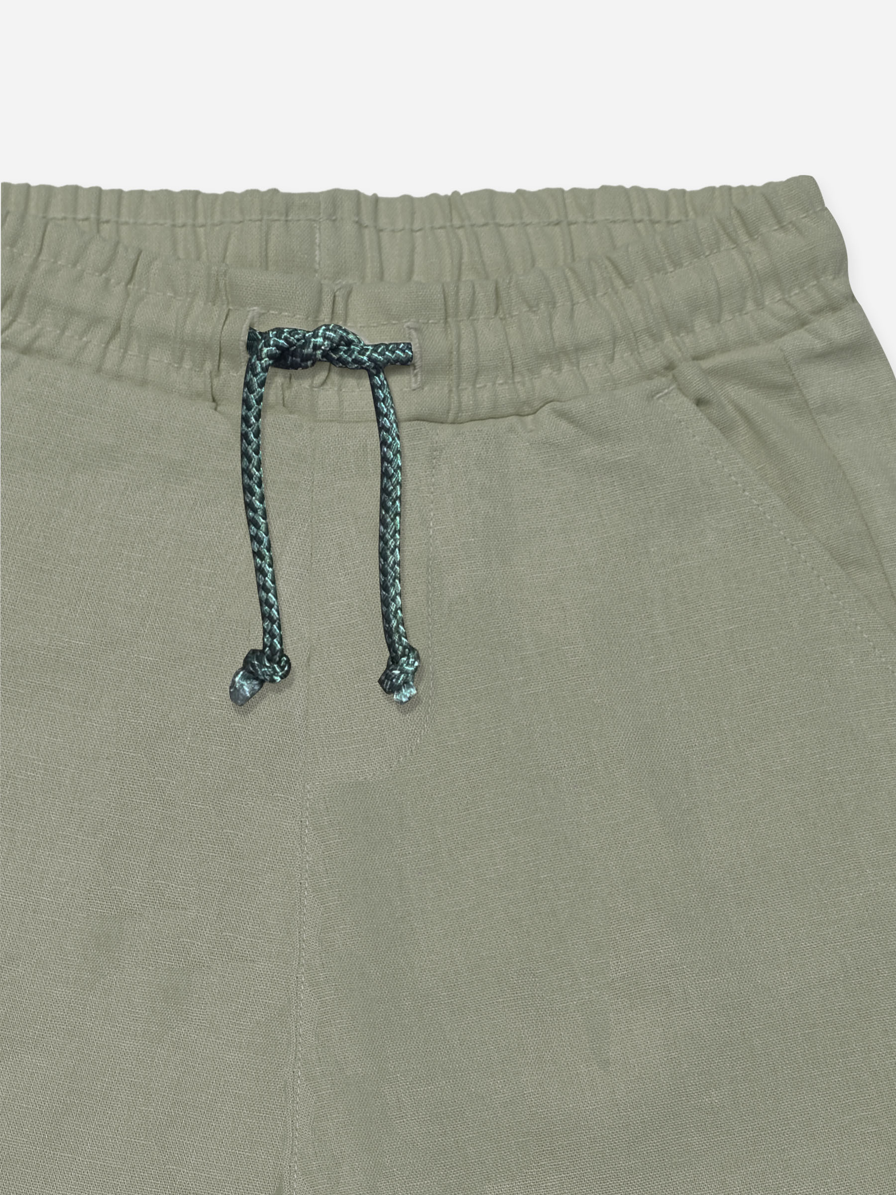 Olive Haze Linen Casual Shorts - Junior