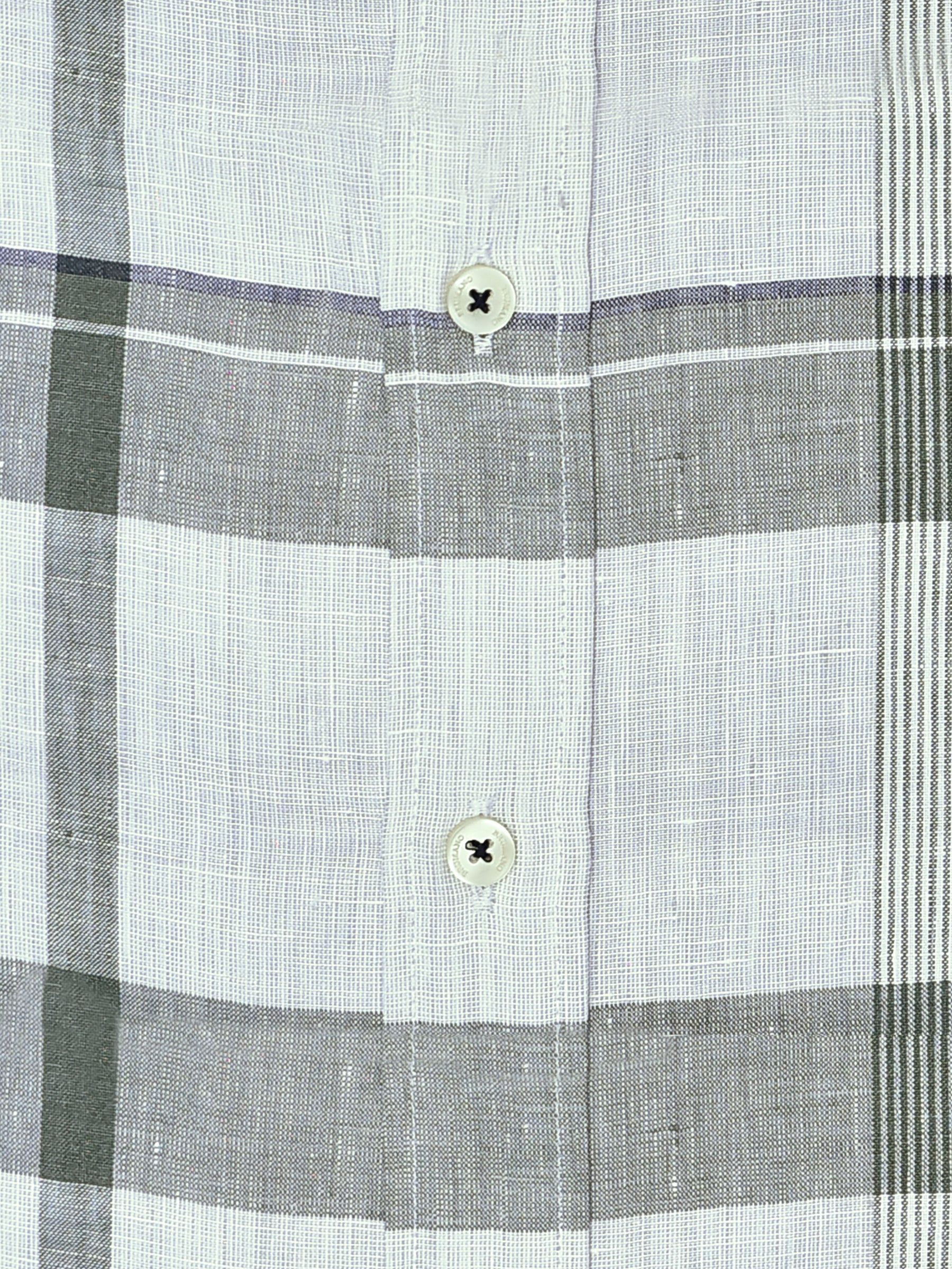 Olive Green 100% Linen Checkered Shirt