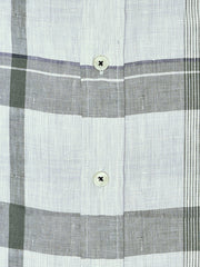 Olive Green 100% Linen Checkered Shirt