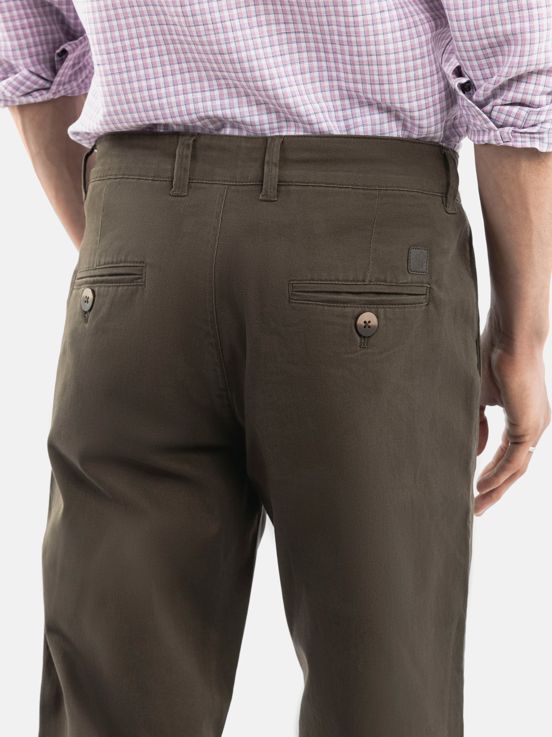 Olive Green Basic Casual Fit Chinos