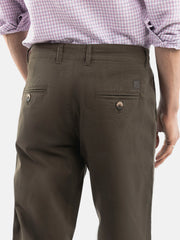 Olive Green Basic Casual Fit Chinos
