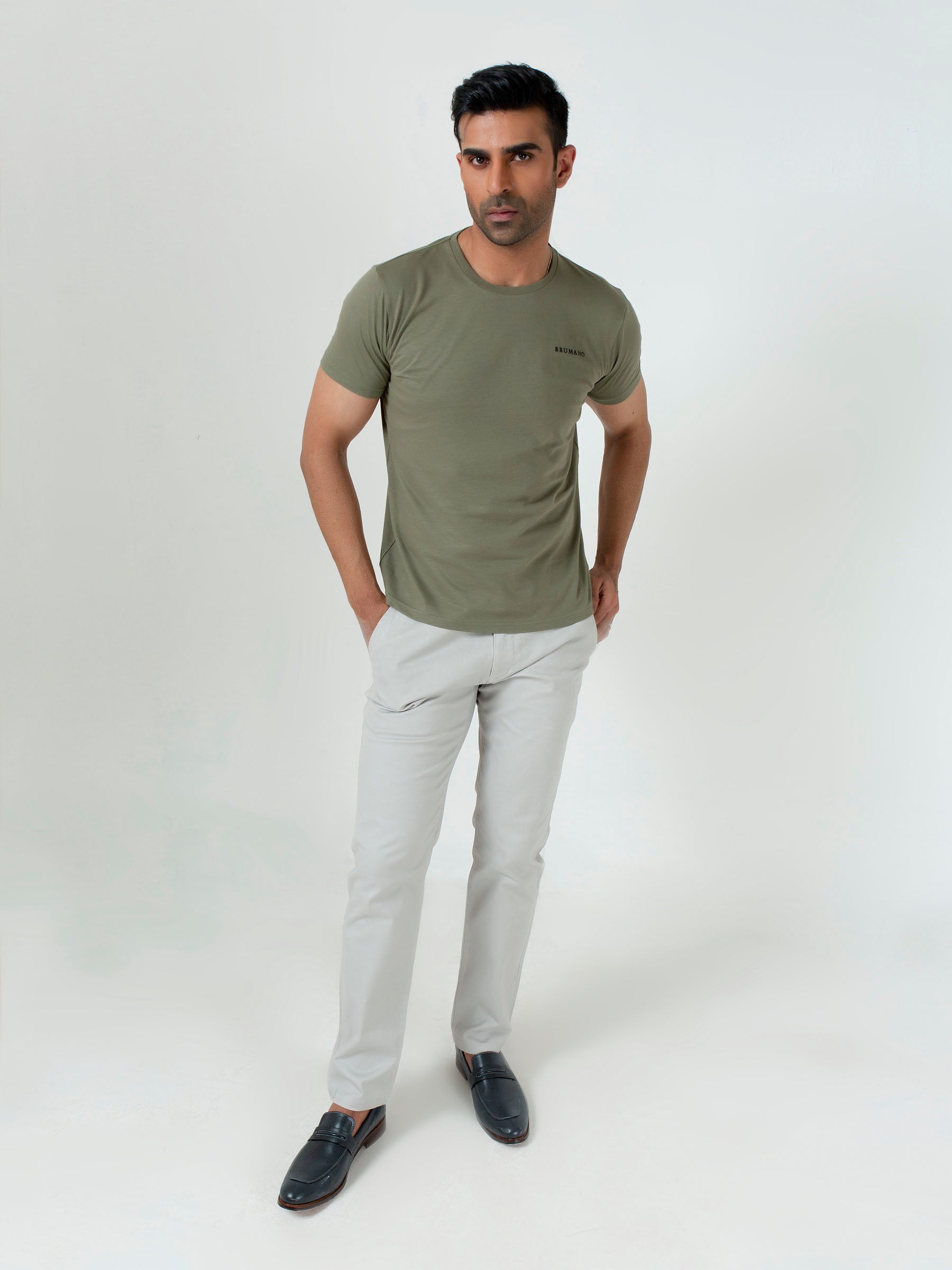 Olive Green Basic Crew Neck T-Shirt