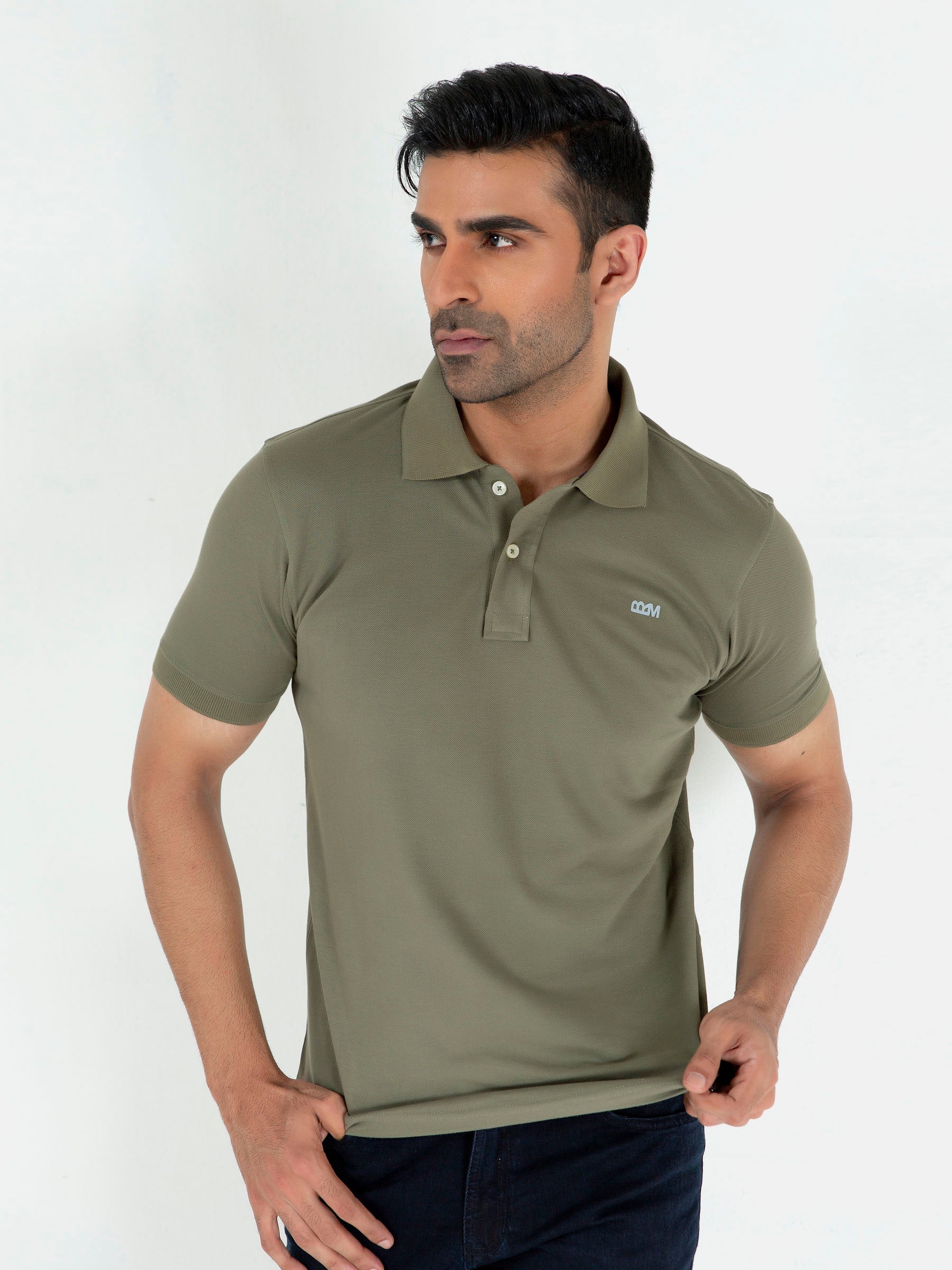 Olive Green Basic Pique Polo Shirt