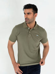 Olive Green Basic Pique Polo Shirt