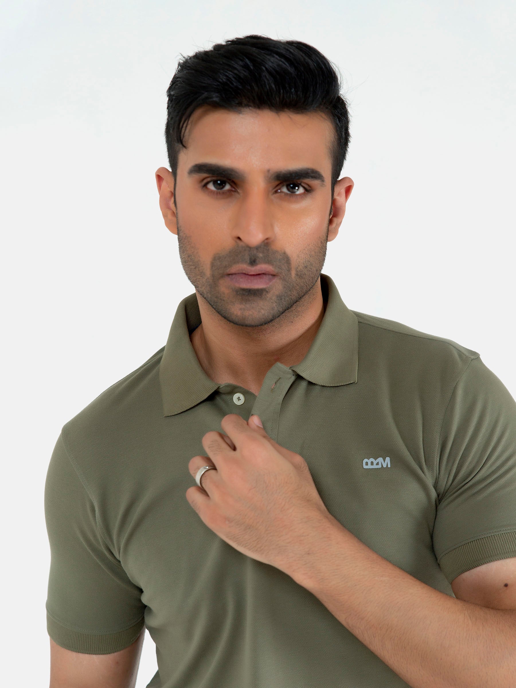 Olive Green Basic Pique Polo Shirt