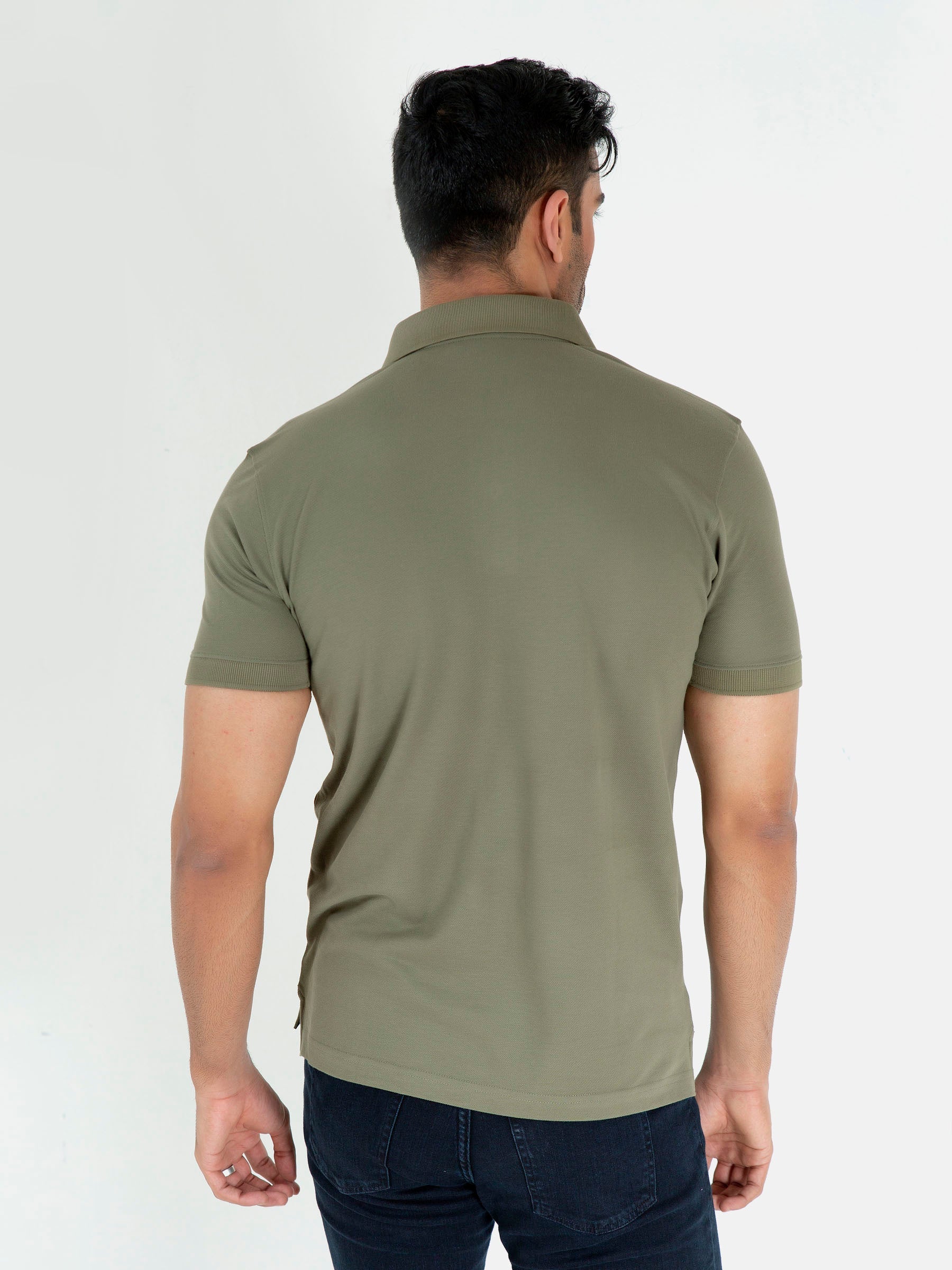 Olive Green Basic Pique Polo Shirt
