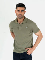 Olive Green Basic Pique Polo Shirt