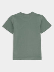 Olive Green Chenille Embroidered Casual Tee