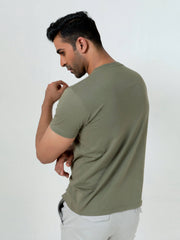 Olive Green Graphic Printed T-Shirt