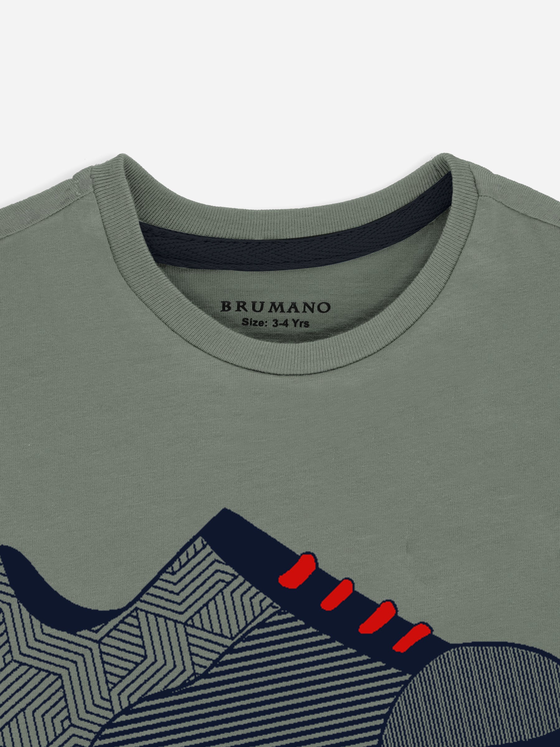 Olive Green Graphic 'Step' Printed Casual Tee