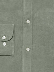 Olive Green Linen Blended Formal Shirt - Exclusive