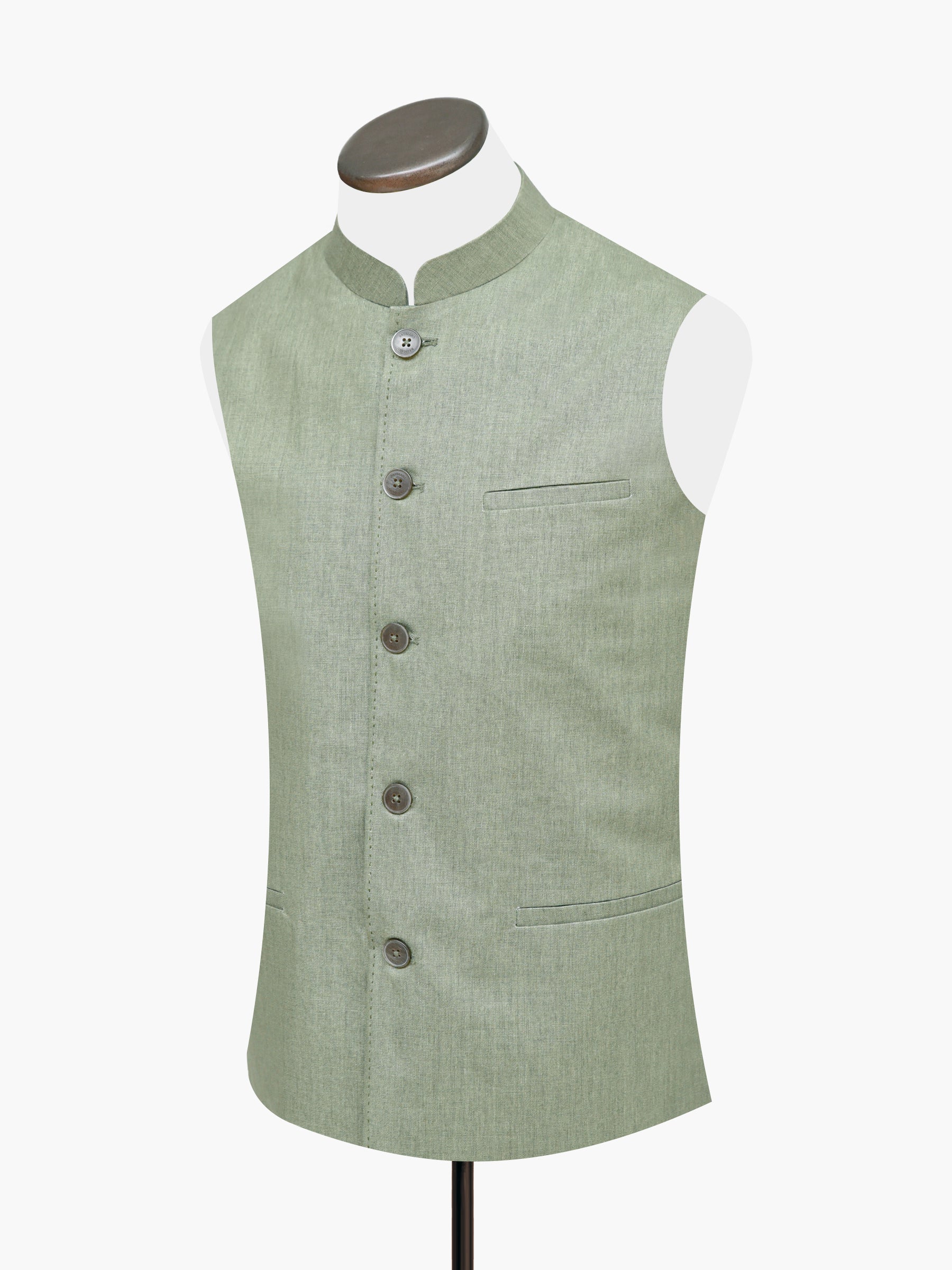 Olive Green Linen Waistcoat