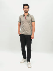 Olive Green Mercerized Pique Polo With Contrasting Collar