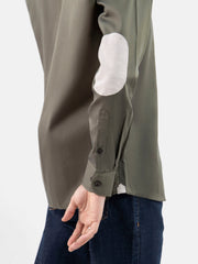 Olive Green Shirt With Beige Elbow Patch