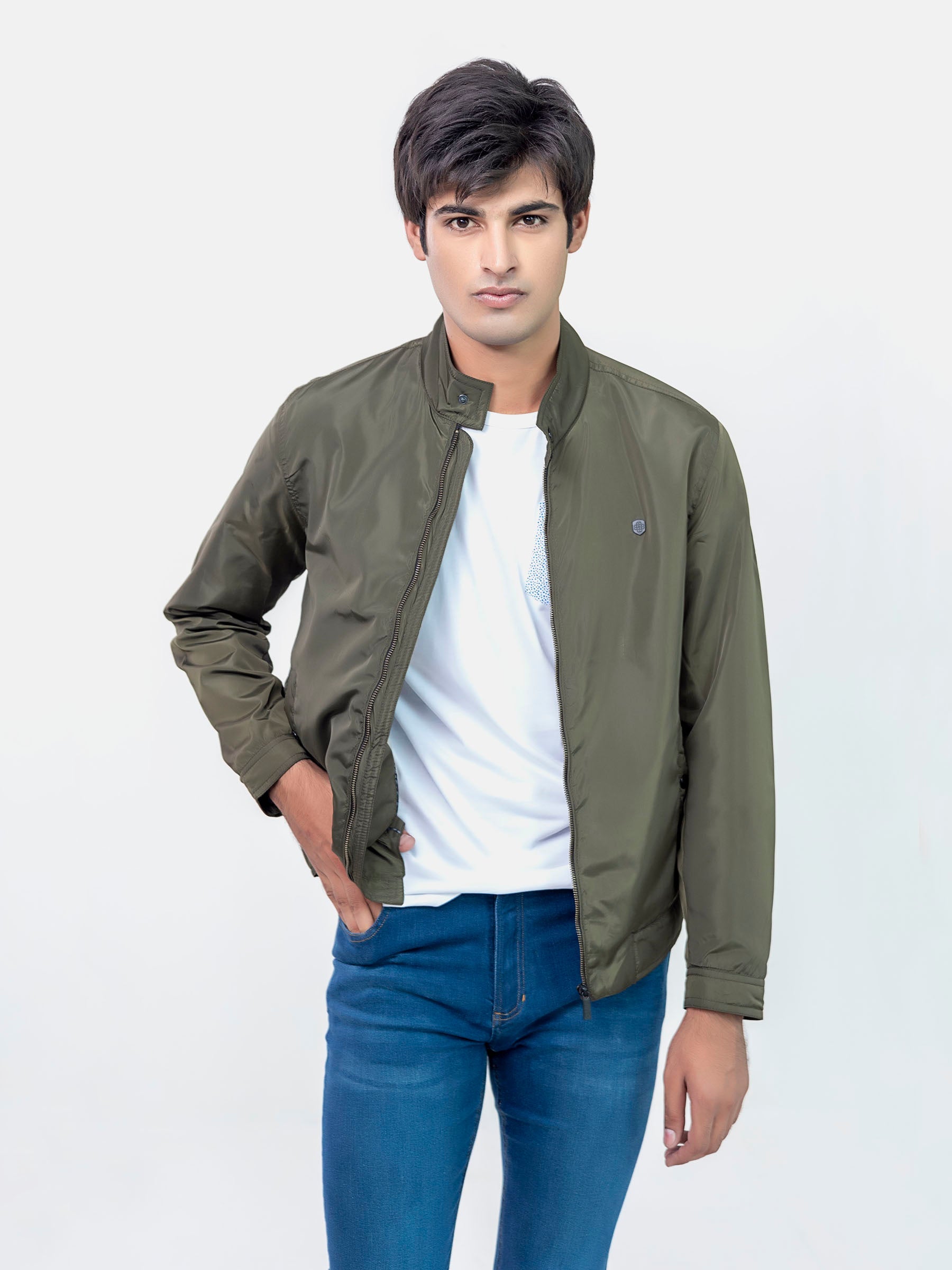 Olive Green Light Weight Harrington Jacket