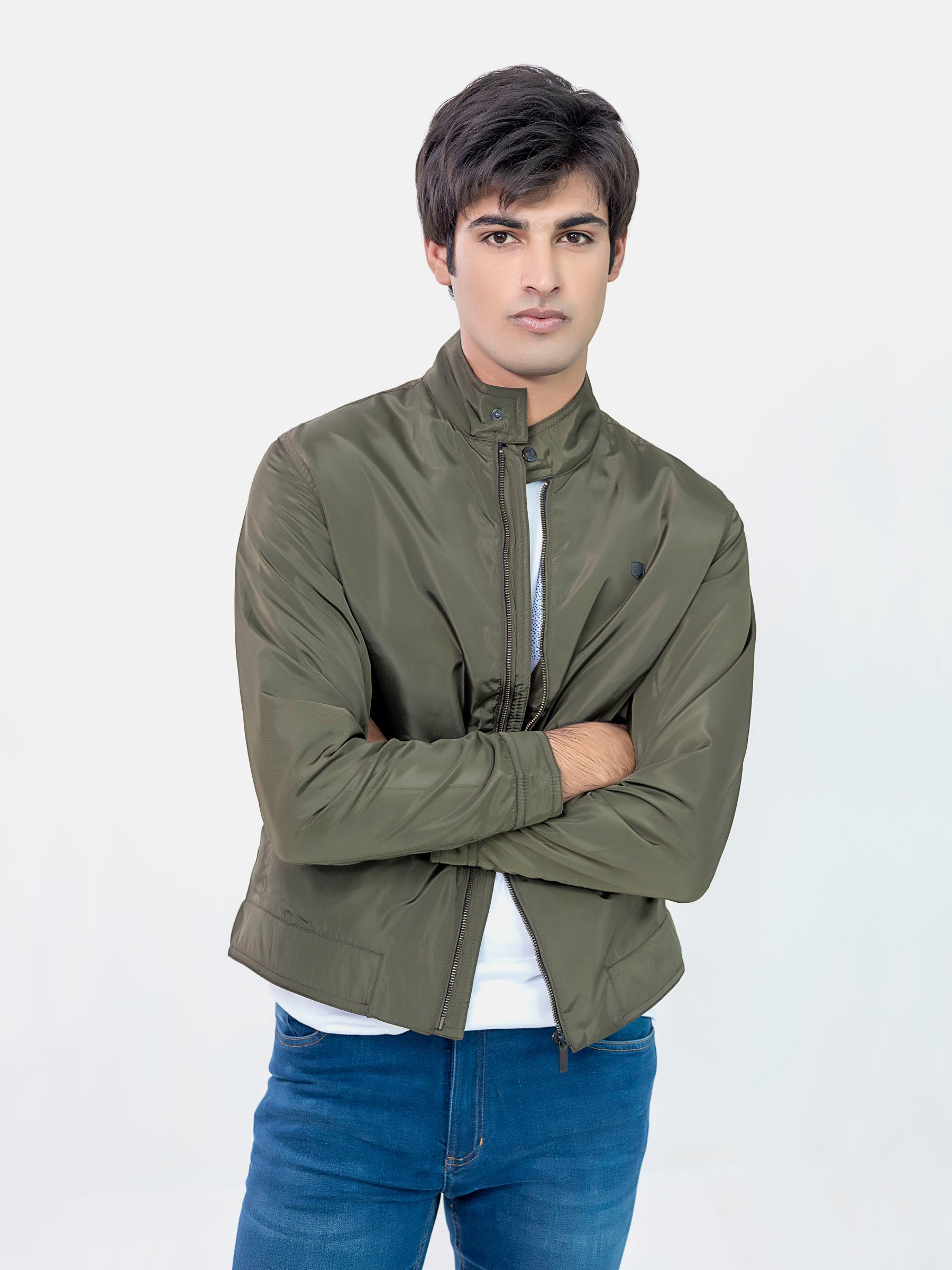 Olive Green Light Weight Harrington Jacket
