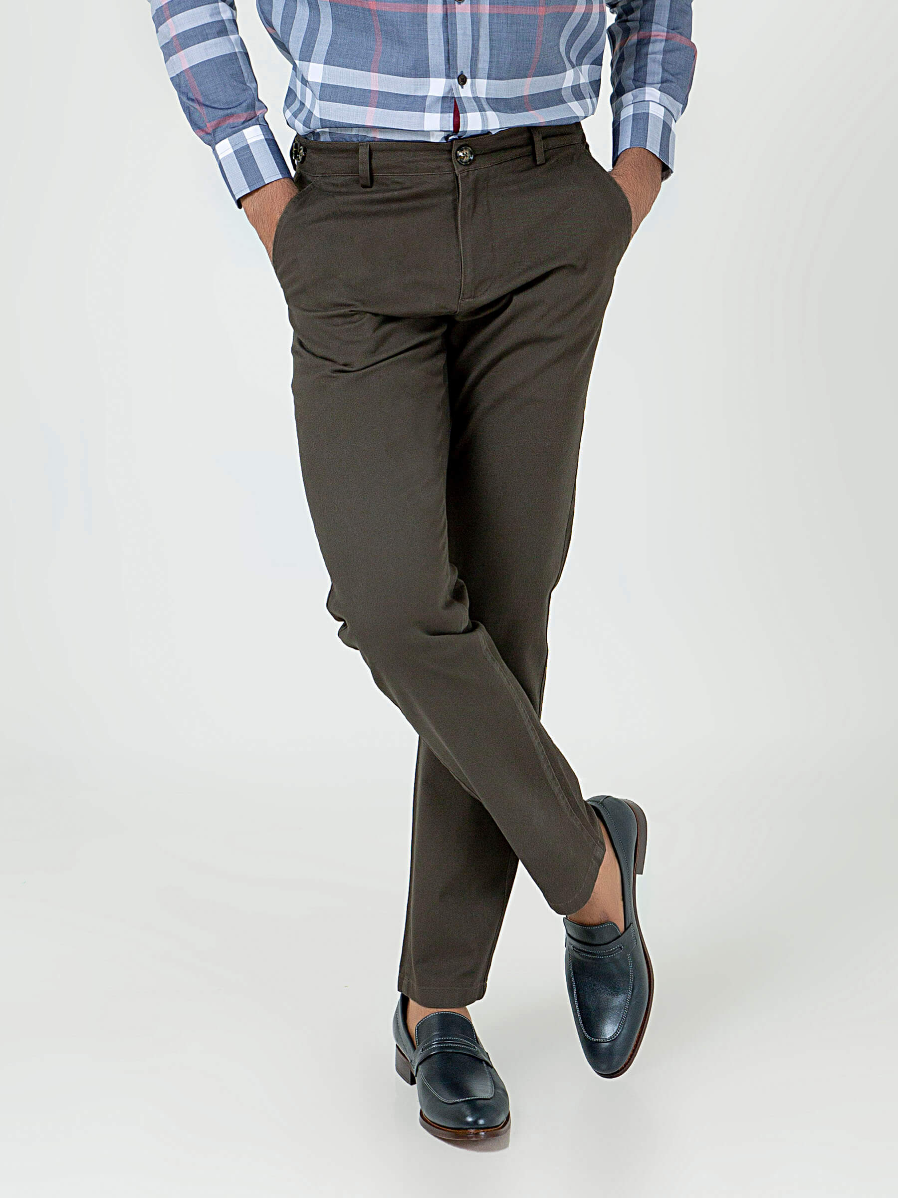 Olive Slimfit Chino With Gurkha Style Buttons