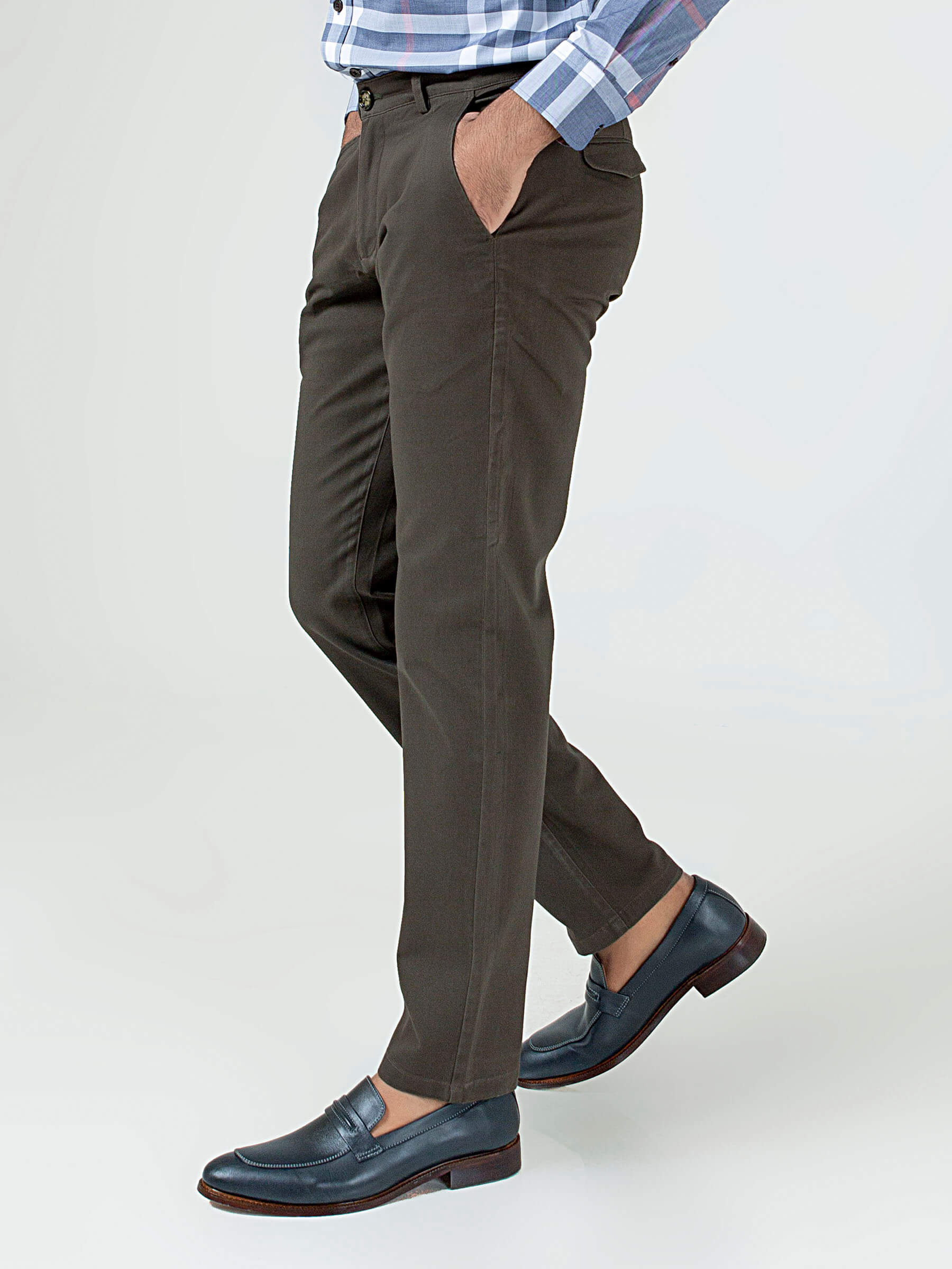 Olive Slimfit Chino With Gurkha Style Buttons