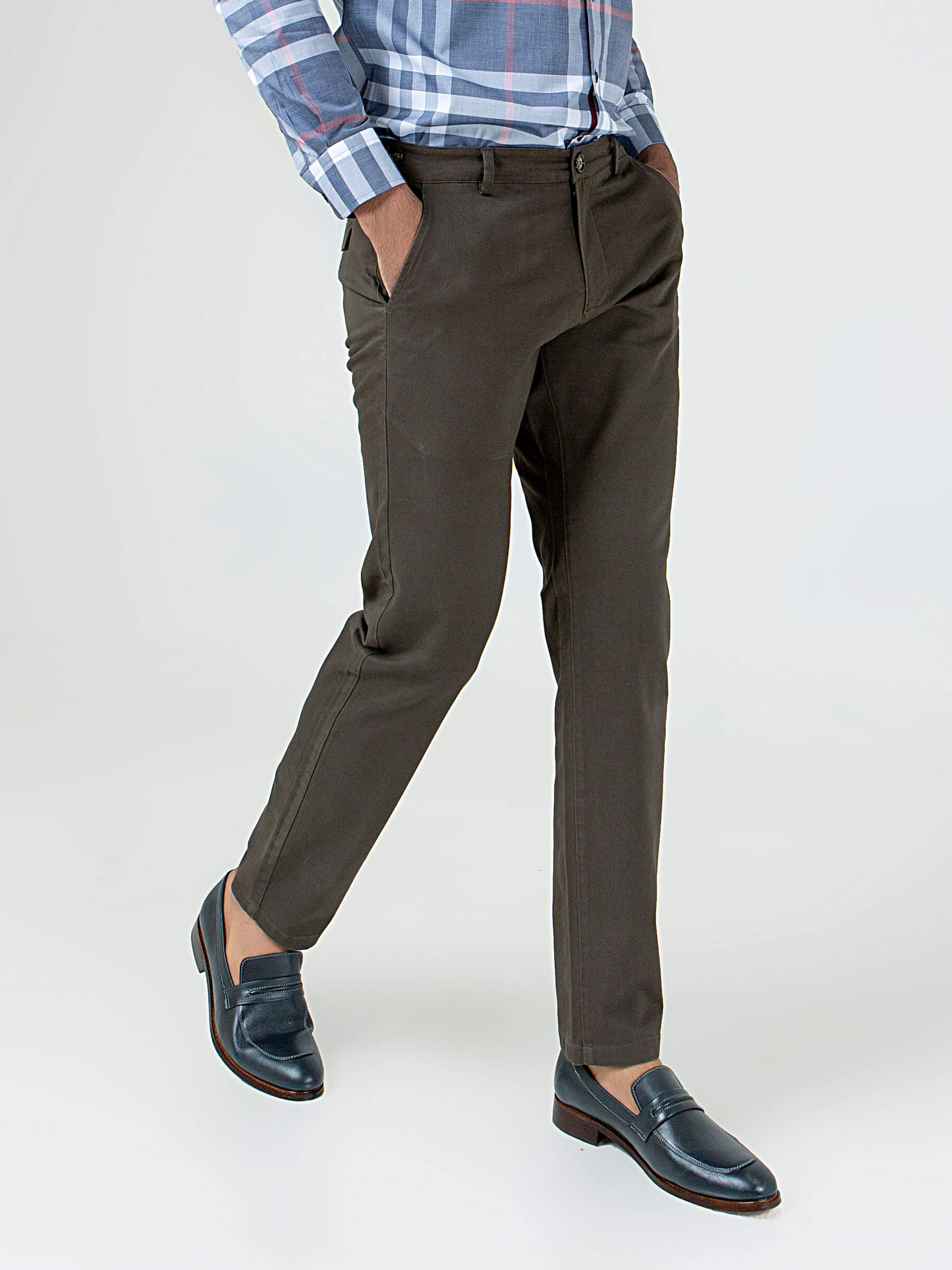 Olive Slimfit Chino With Gurkha Style Buttons