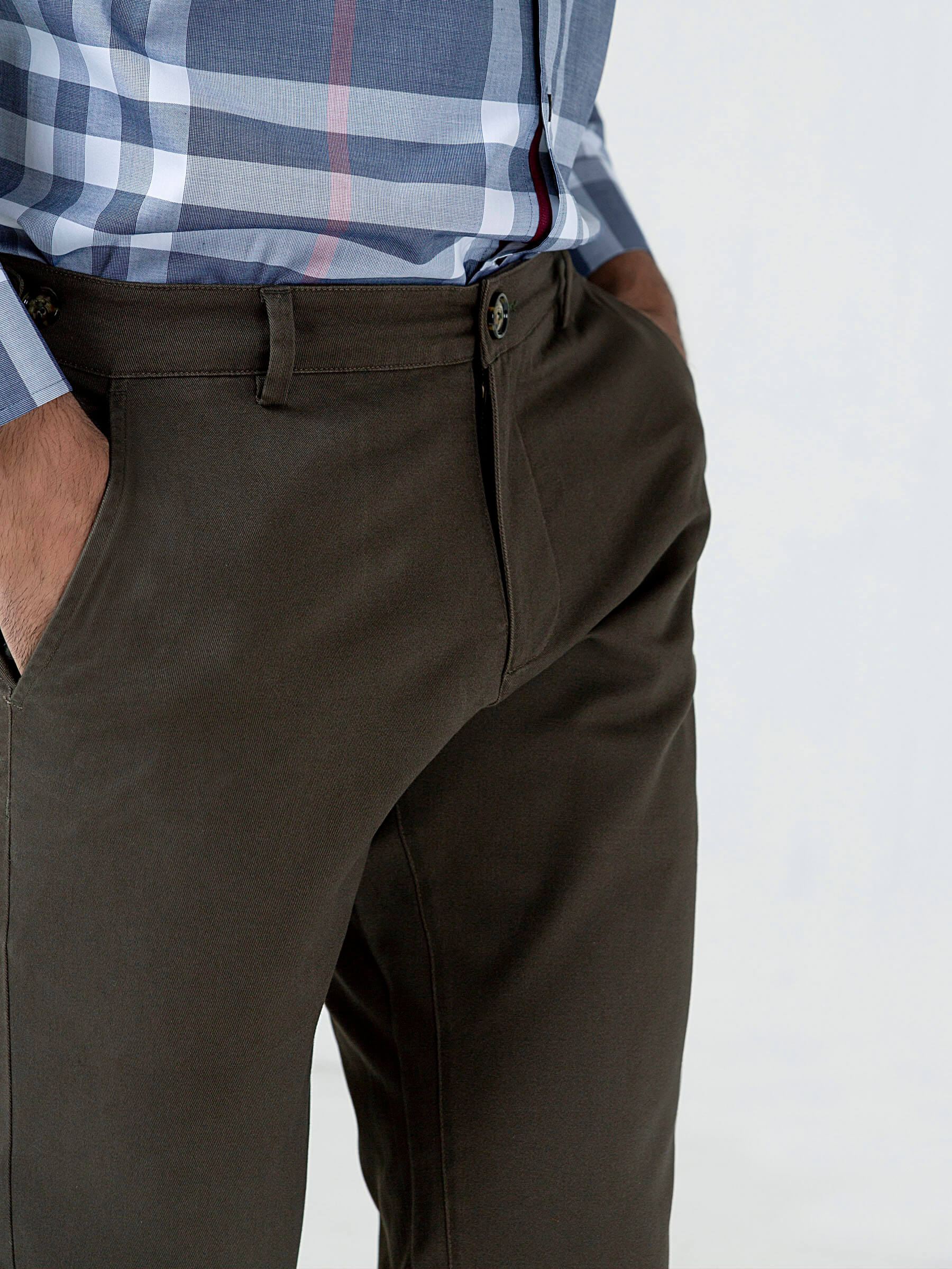 Olive Slimfit Chino With Gurkha Style Buttons