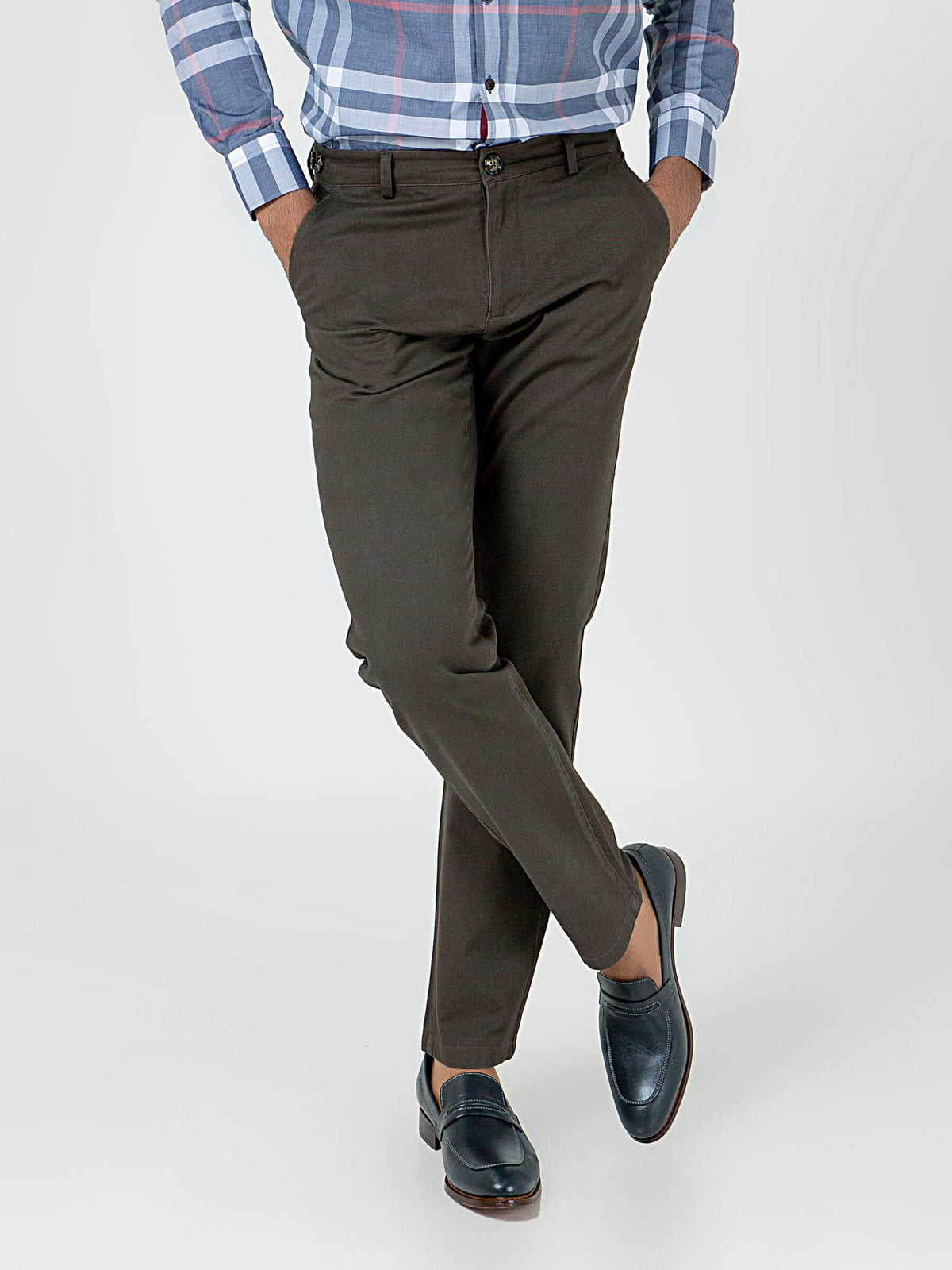Olive Slimfit Chino With Gurkha Style Buttons