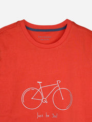 Orange Bicycle Printed Casual T-Shirt