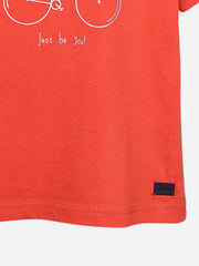 Orange Bicycle Printed Casual T-Shirt