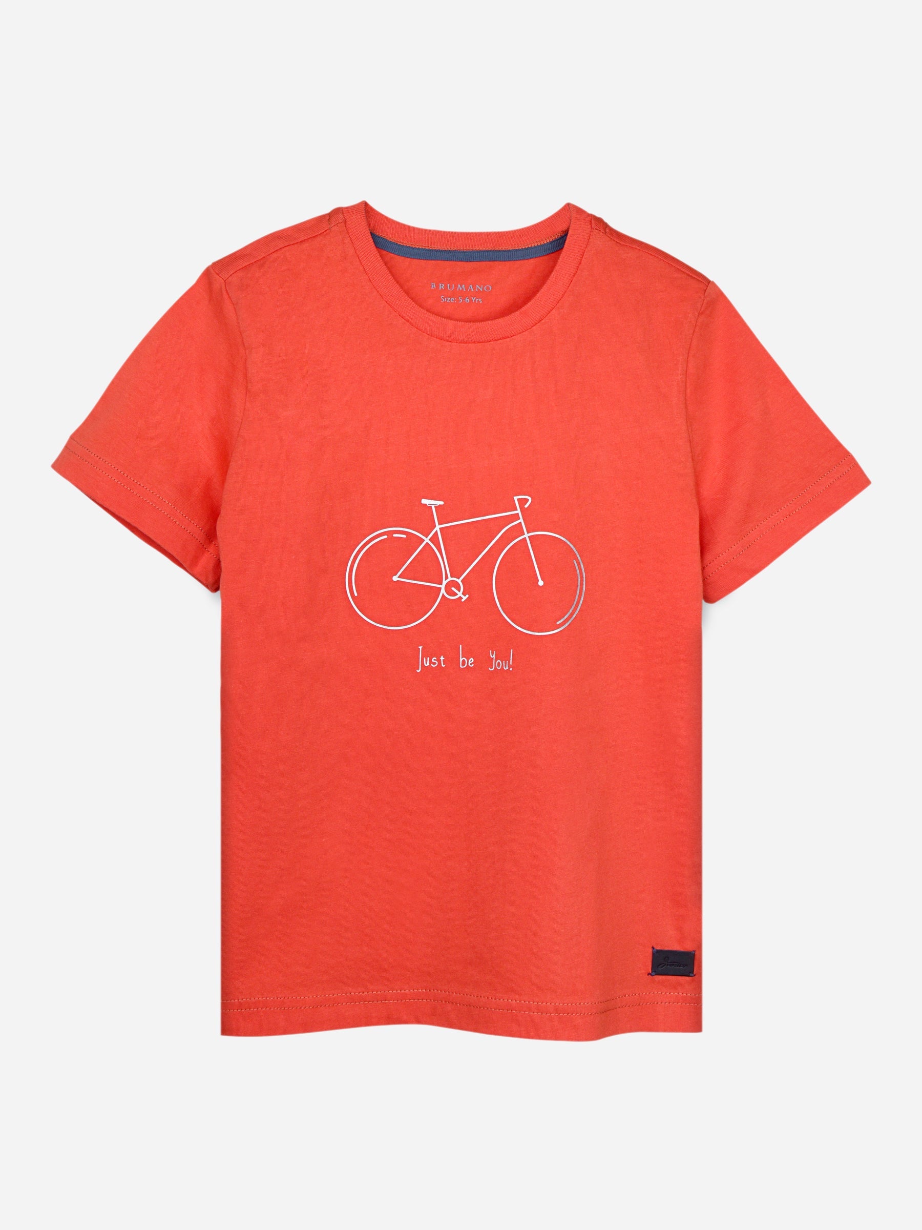 Orange Bicycle Printed Casual T-Shirt