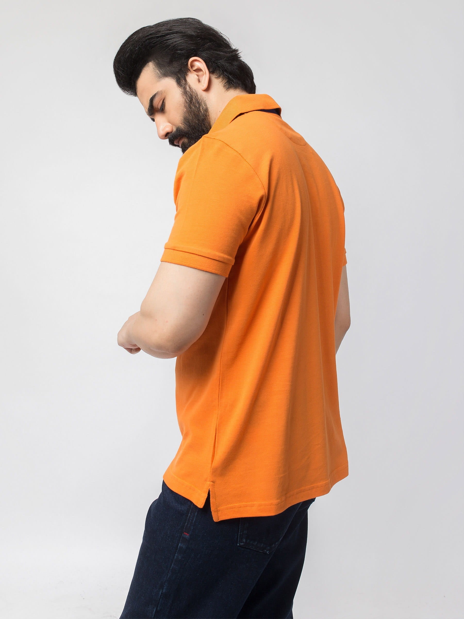 Slim-fit Orange Pima Polo Shirt