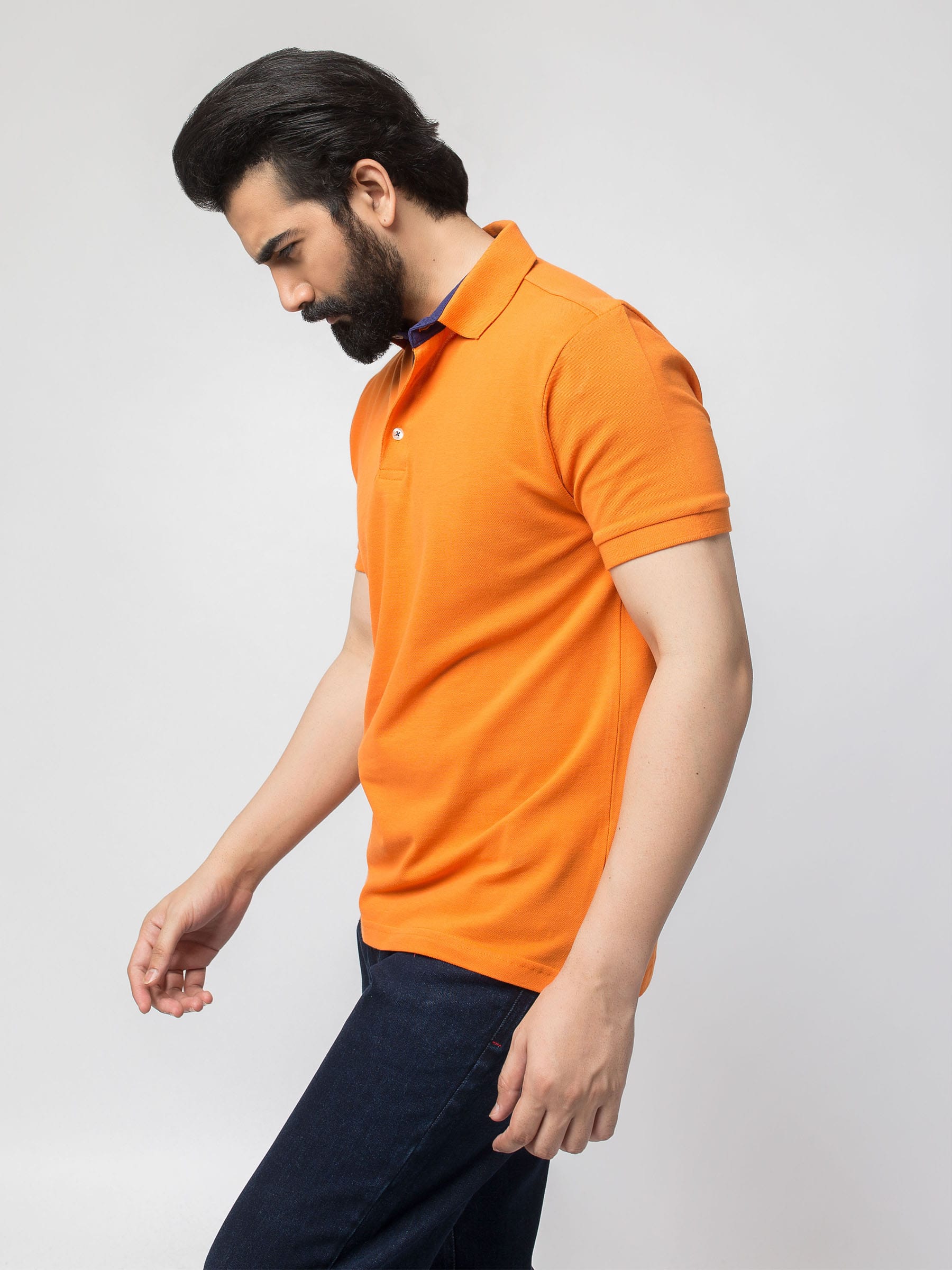 Slim-fit Orange Pima Polo Shirt