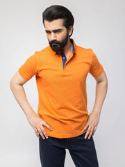 Slim-fit Orange Pima Polo Shirt