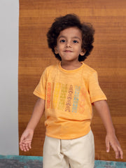 Orange Printed Short Sleeves Casual T-Shirt