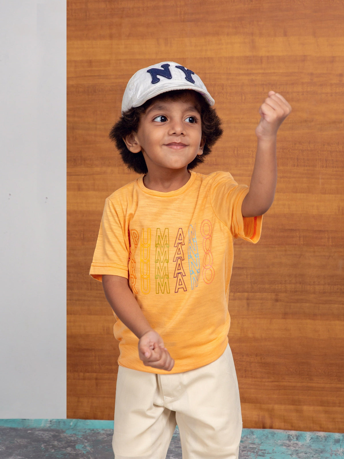 Orange Printed Short Sleeves Casual T-Shirt