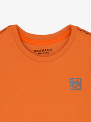 Orange Basic Crew Neck Casual T-Shirt