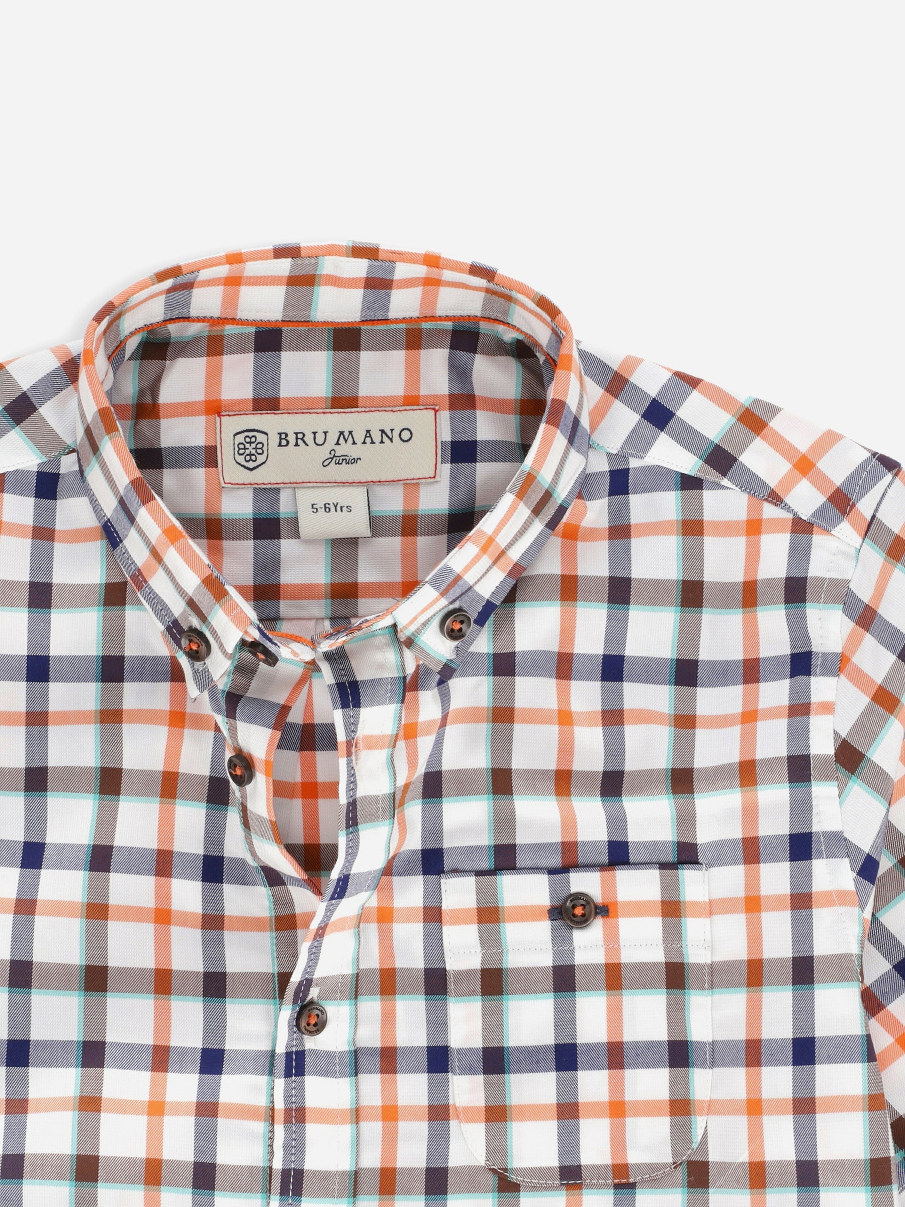 Orange Checkered Half Sleeve Casual Shirt