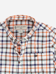 Orange Checkered Half Sleeve Casual Shirt