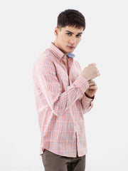 Orange Checkered Shirt With Collar Detailing