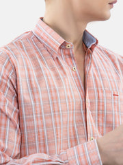 Orange Checkered Shirt With Collar Detailing