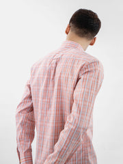 Orange Checkered Shirt With Collar Detailing