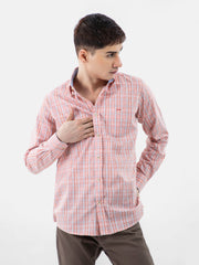 Orange Checkered Shirt With Collar Detailing
