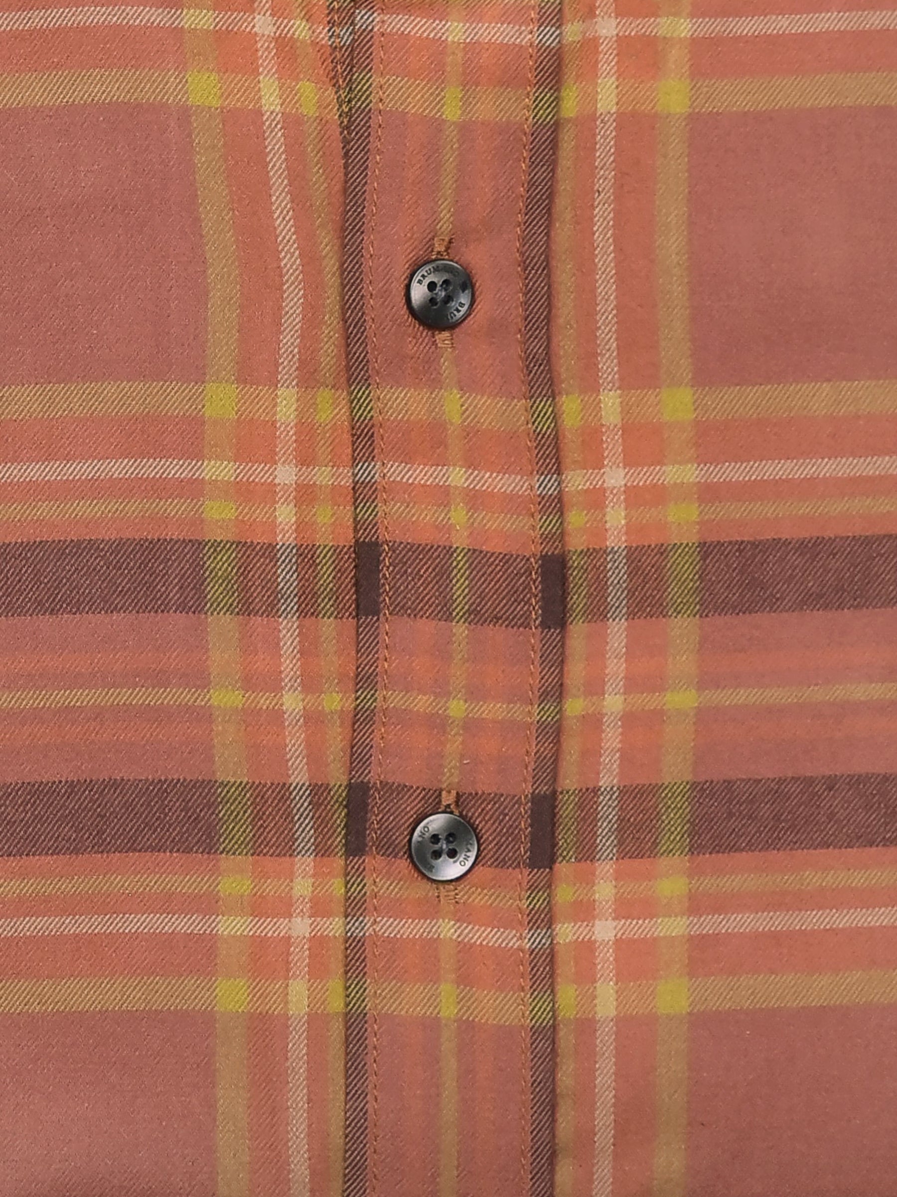 Orange Large Checkered Flannel Shirt With Button Down Collar