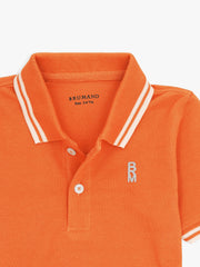 Orange Pique Casual Tipped polo